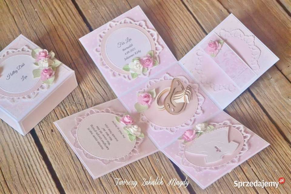 Kartka exploding box na Chrzest Święty ręcznie Rękodzieło Rękodzieło Słupsk