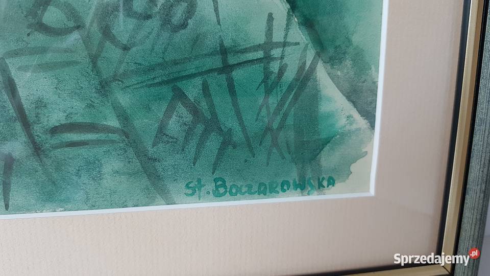 Oprawiona akwarela autor Stanisława Boczarowska śląskie Dąbrowa Górnicza