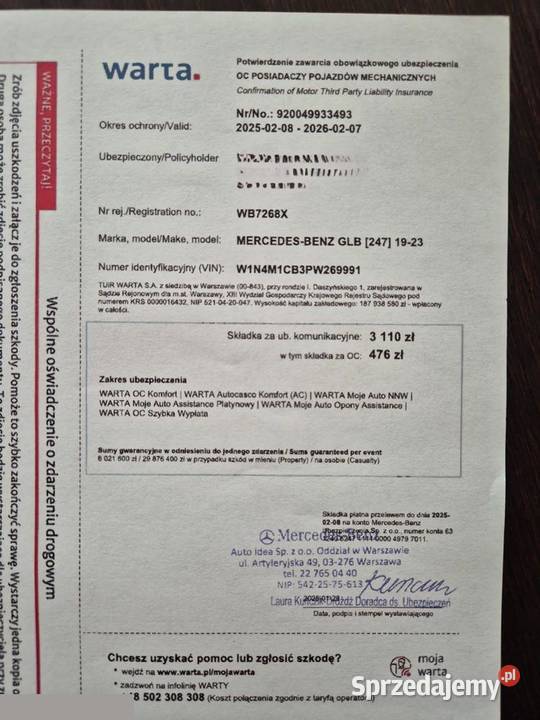 MercedesBenz GLB 200 d Edition 1 8GDCT 150 2022r Pozostałe mazowieckie Nowy Dwór Mazowiecki