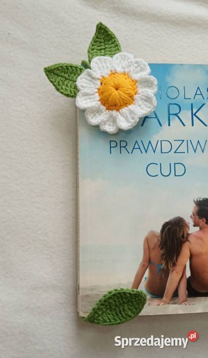 Stokrotka wykonana na szydełku zakładka do łódzkie Łask