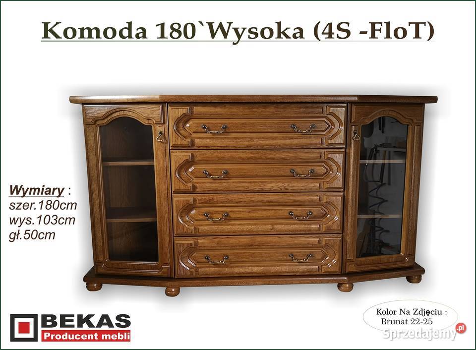 Stylowa Duża Komoda 180 Wysoka (4S-FloT) Bekas Nowa Dąb RusT