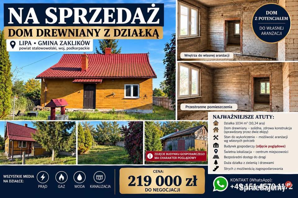 Dom z działka do remontu 1034m2 Lipa