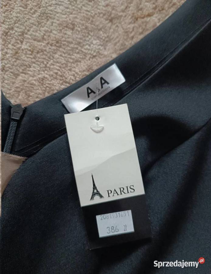 czarna suknia balowa z poszewką tiulową na bez rękawa Sierpc