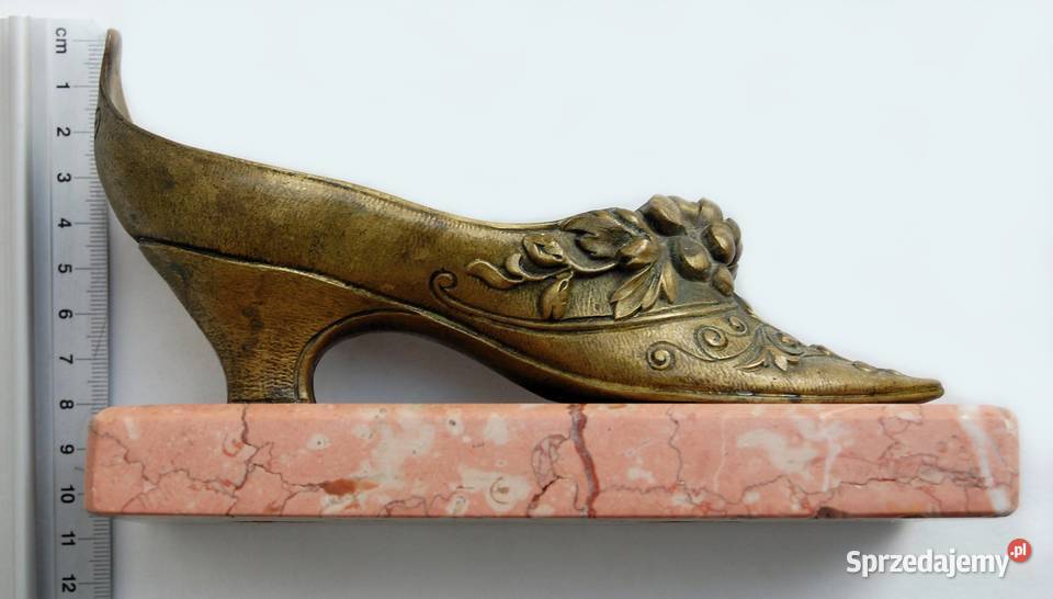 Barokowy but popielniczka mosiądz różowy marmur Lublin