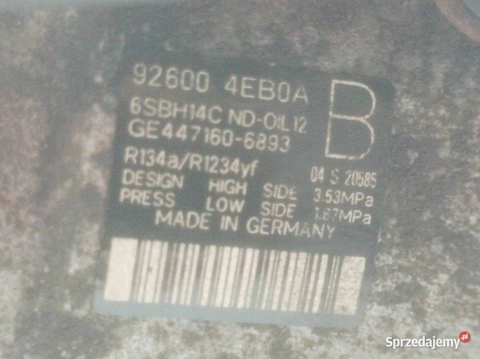 SPRĘŻARKA KLIMATYZACJI 926004EB0A 12 TCE Renault