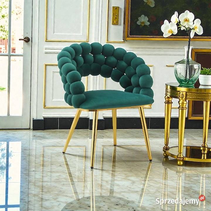 Krzesło Tapicerowane Bubble Butelkowa Zieleń Tarchały Małe