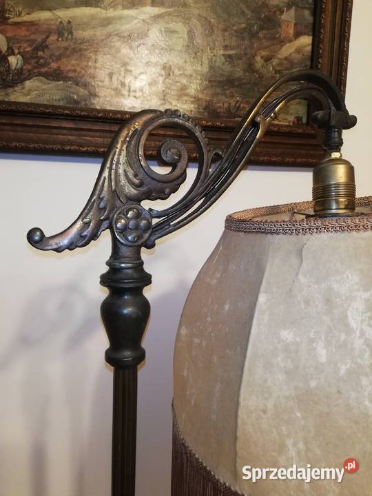 Lampa stojąca z abażurem przedwojenny Antyk Warszawa