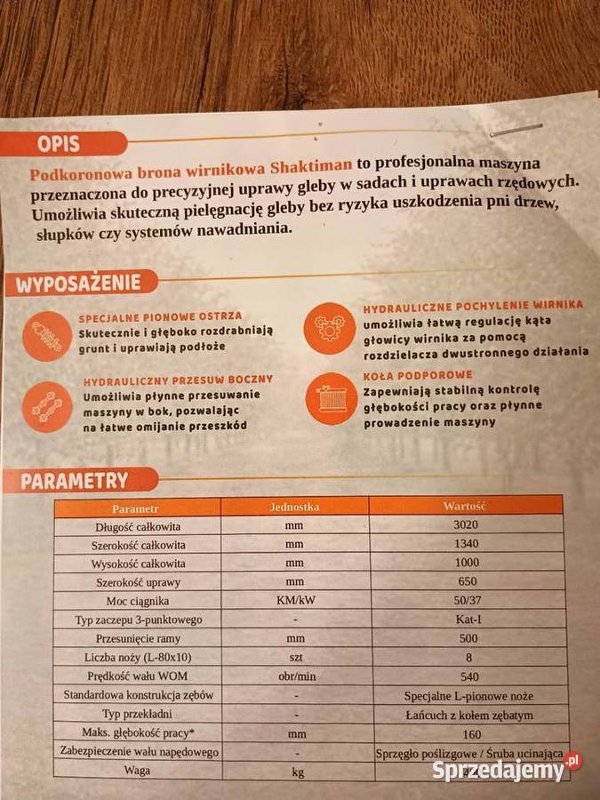Podkorowa Brona Wirnikowa Shaktiman nieuszkodzony świętokrzyskie Wzdół Rządowy