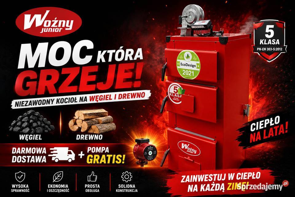 Kocioł piec c.o. węgiel drewno 12kW do 110m2 5 klasa ecodesign
