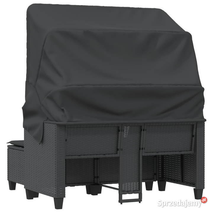 2os sofa ogrodowa z daszkiem i podnóżkami czarna Warszawa