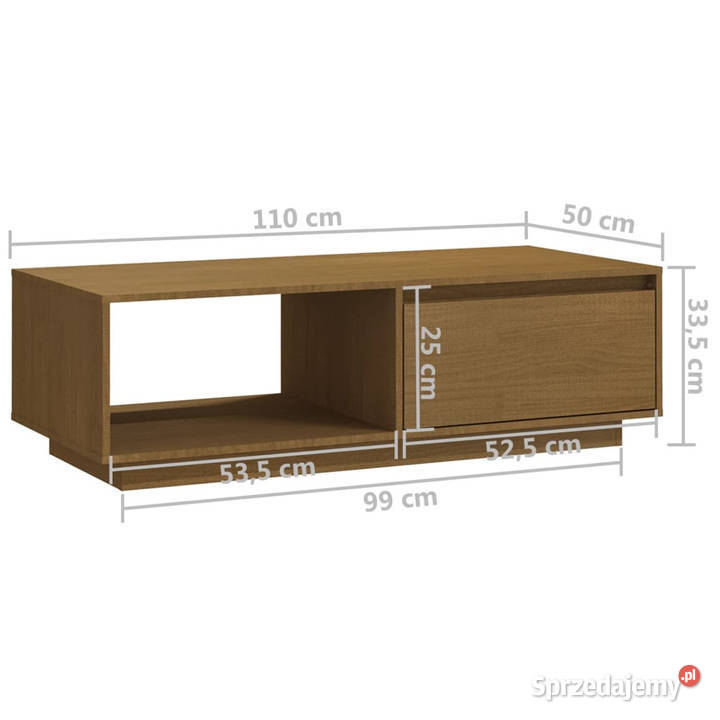 Stolik kawowy miodowy brąz 110x50x335 drewno Stoły Warszawa