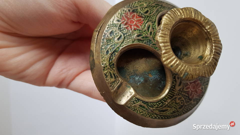 Stara mosiężna popielniczka popielnica świecznik Dąbrowa Górnicza