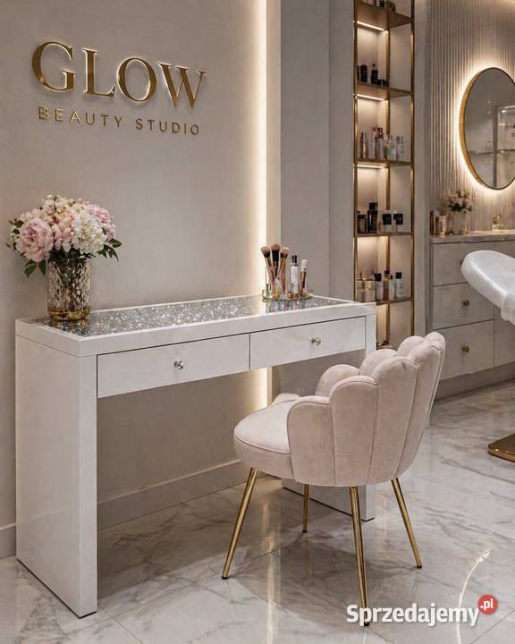Biała toaletka konsola Glamour Premium z Dom i Ogród Golkowice