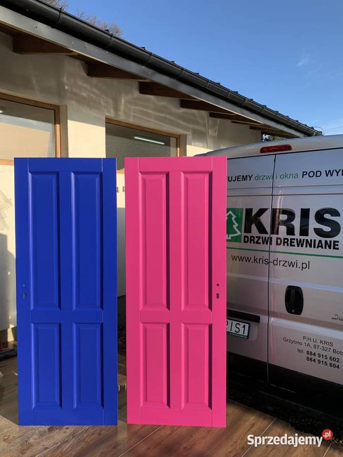 DRZWI wewnętrzne drewniane STYL różowe Bobrowo