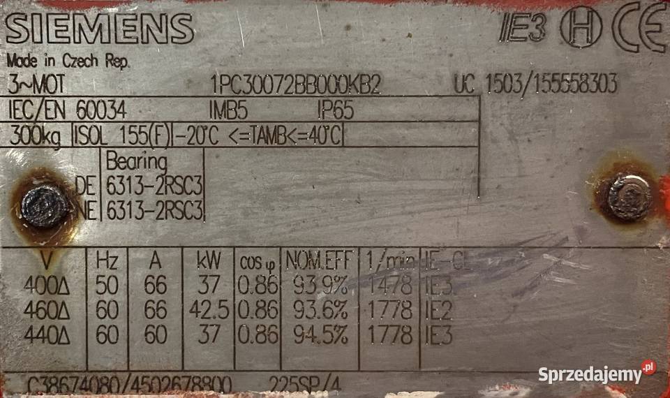 motoreduktor przekładnia 37kW 105obr NORD Pigża