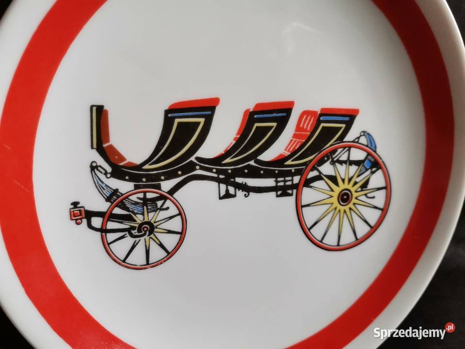 Stary wiszący talerz ozdobny Powóz porcelana śląskie Katowice