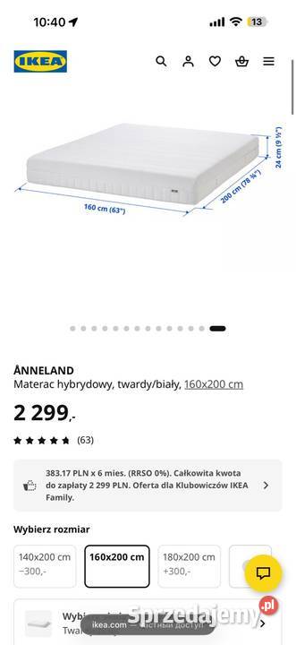 Materac Ikea 160x200 mazowieckie Warszawa