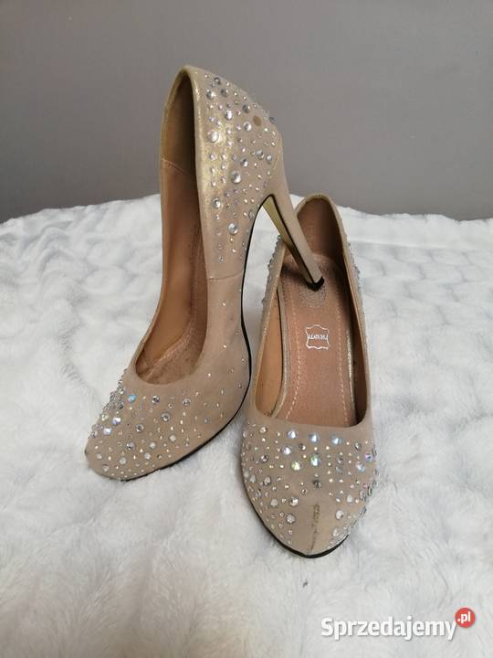 szpilki beżowe złote kamienie Warszawa