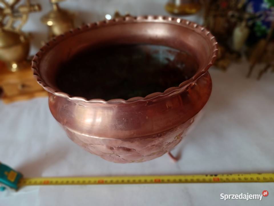 Piękna miedziana duża donica Miedź Kolekcja Poznań