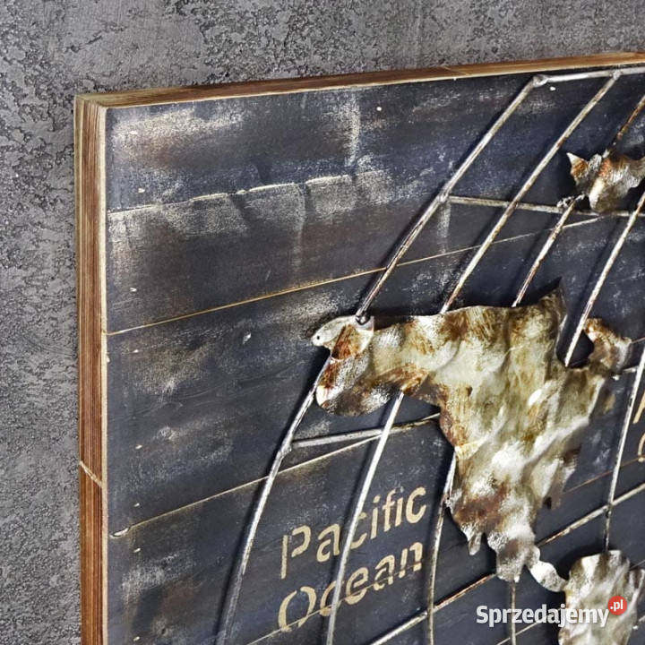 Obraz metalowy 3D LOFT MAPA ŚWIATA 1 120x60 inny kolor Dom i Ogród Chmielnik