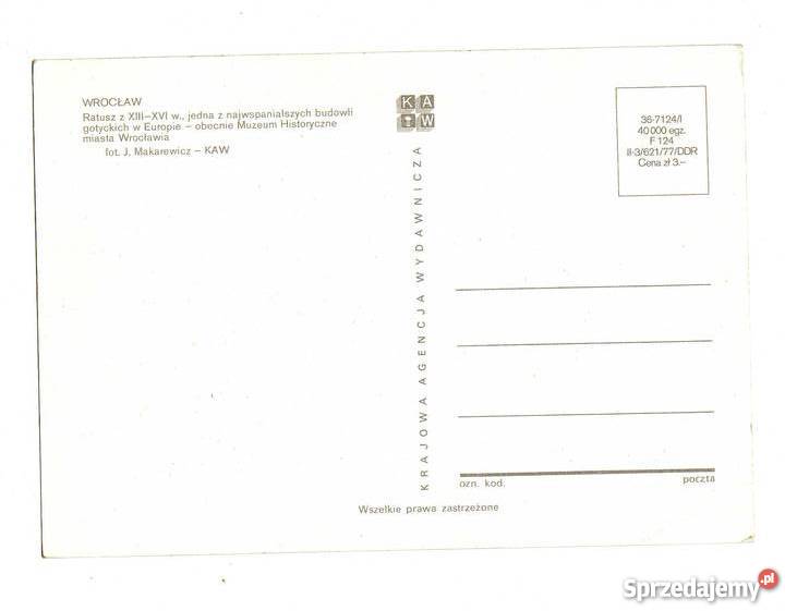 WROCŁAW RATUSZ POCZTÓWKA Krynki sprzedam