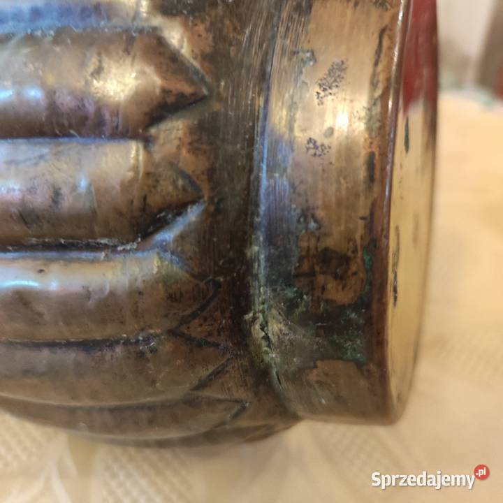 Dzbanek miedziany mosiądzowany XIX wiek starszy