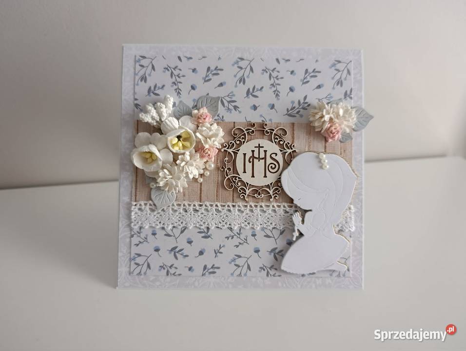 Kartka ręcznie robiona w pudełku Komunia Święta Łódź