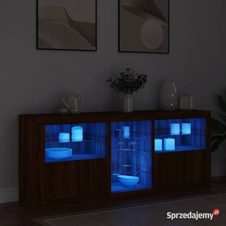 Szafka z oświetleniem LED brązowy dąb 162x37x67 mazowieckie Warszawa