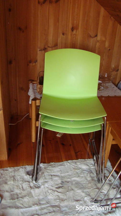 Krzesła z ABSu 4pomarańczowe i 4 groszkowe Meble mazowieckie Warszawa