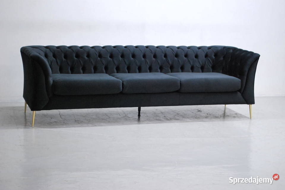 SBJ DESIGN WIELKA SOFA 3 kanapa czarny welur 248cm