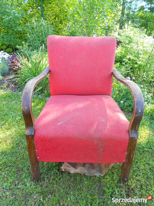 Stary Fotel Drewniany Zabytek na Sprężynach