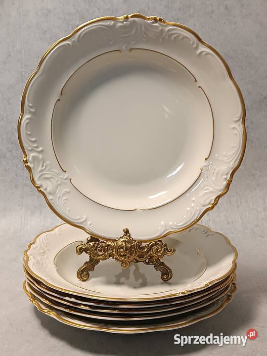 KPM Talerz głęboki Złocenia Reliefy Porcelana i szkło zachodniopomorskie Dobrzany