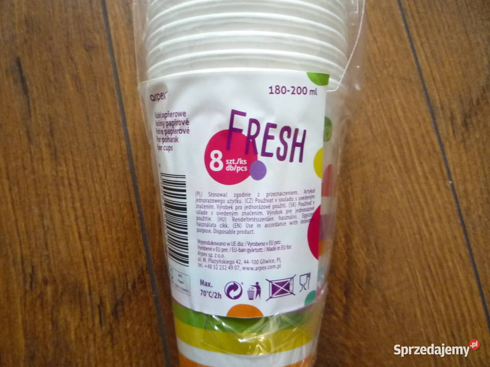 Zestaw 8 Talerze 8 Kubki 5 pudełka na chipsy Bal Szczecin