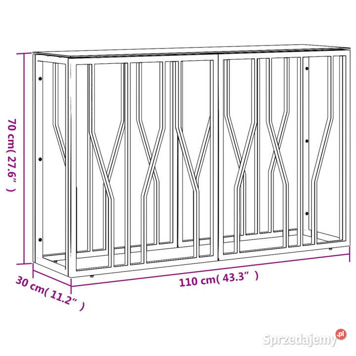 Stolik konsolowy srebrny 110x30x70 stal Warszawa