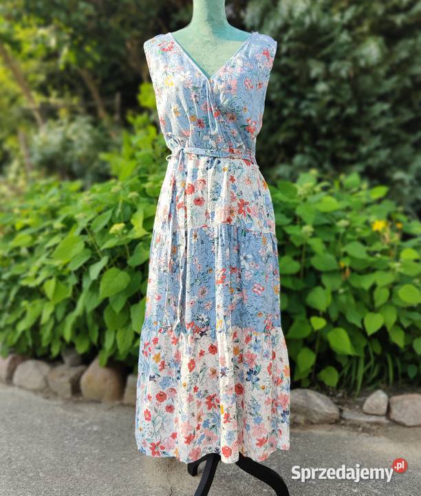 Długa sukienka CA 42 XL biała niebieska kolorowe Spódnice i sukienki