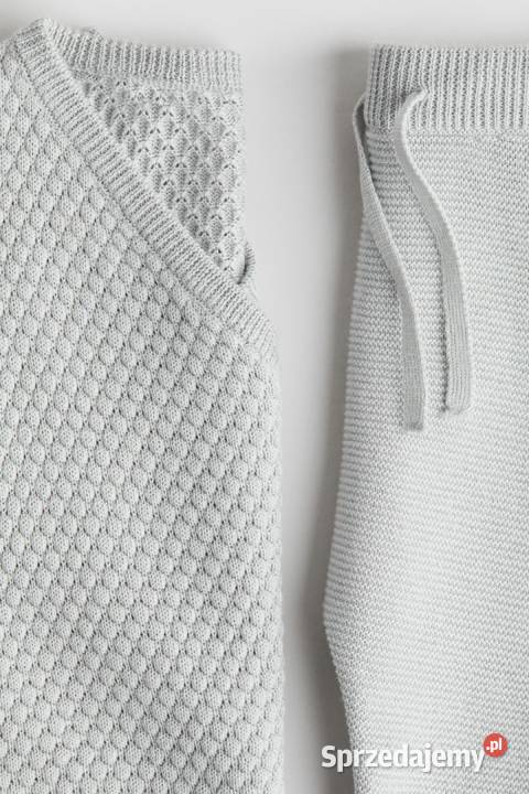 Szary komplet HM 68 bawełna lyocell sweterkowy H&M Szczecin
