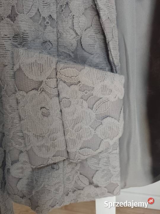 szara marynarka elegancka kokarda damska Marynarki i żakiety Jaworzno