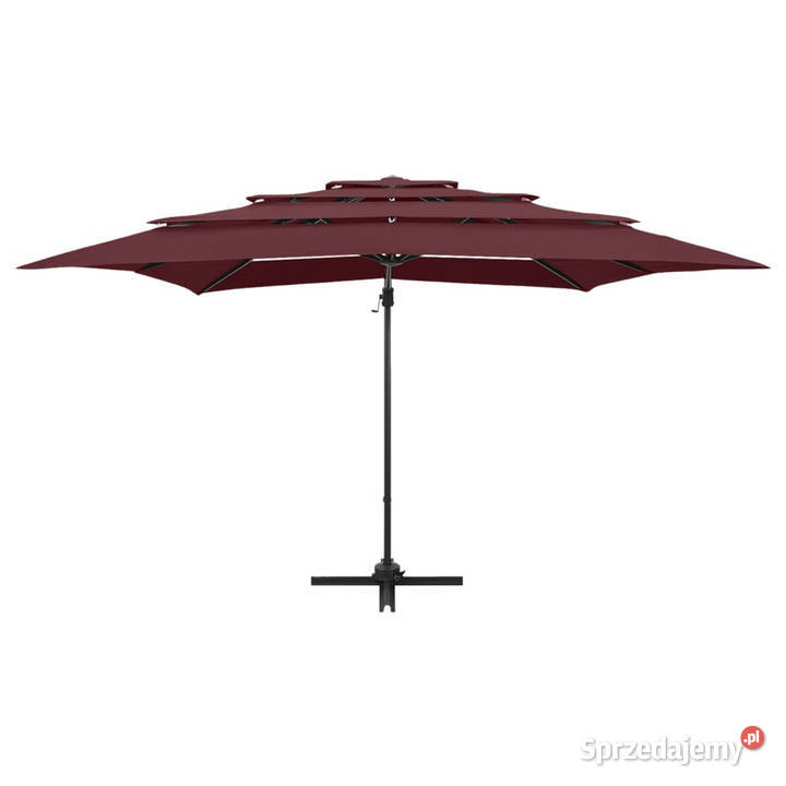 4poziomowy parasol na aluminiowym słupku bordowy