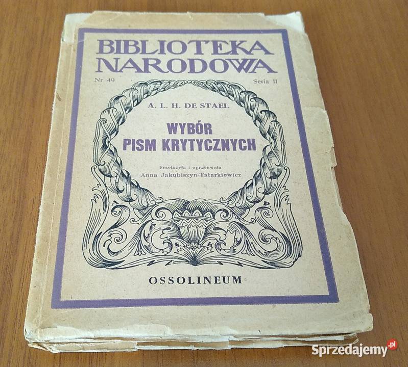 Wybór pism krytycznych Anna Luiza Herminia de Gdańsk sprzedam