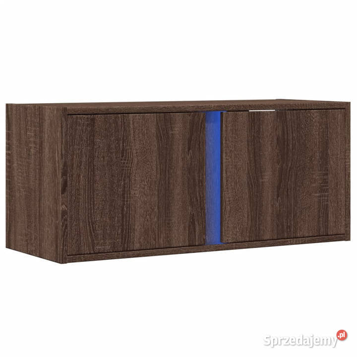 Ścienna szafka TV z LED brązowy dąb 80x31x35 Meble Warszawa