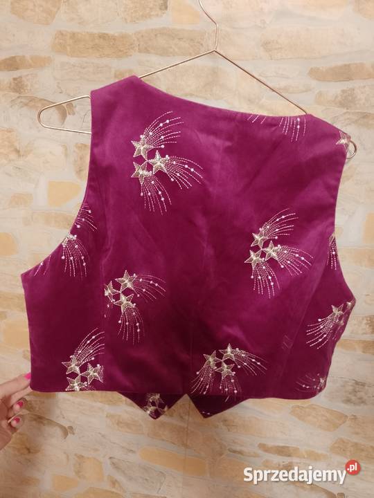 2XL3XL Welurowa haftowana kamizelka garniturowa Kraków