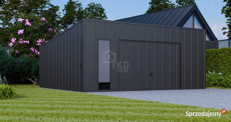 Garaż blaszany 6x6 brama uchylna okno drzwi Rybnik