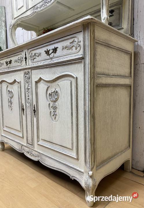 Kredens Ludwik XV Rocaille biały odnowiony Kredensy i witryny Poznań