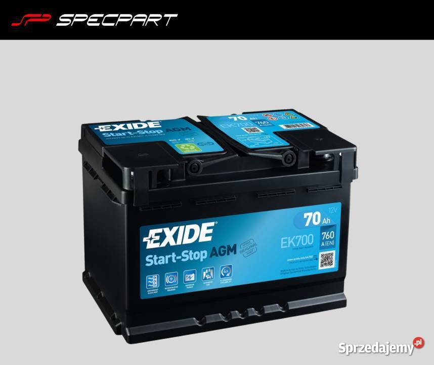 Akumulator Exide AGM 70AH 760A prawy plus Lubin