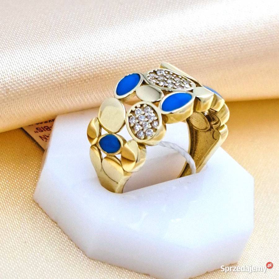 Pierścionek r12 Złoty pr333 obrączkowy z emalią Poznań