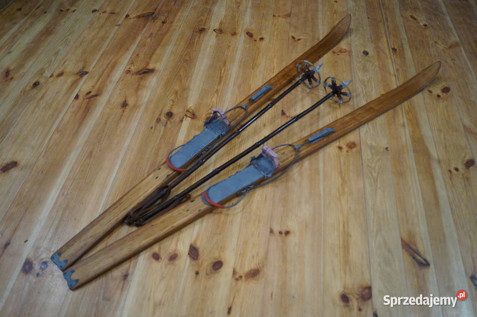 Stare narty jesionowe 180 z kijkami Pruchnik
