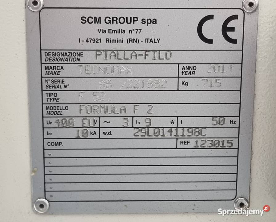 Strugarka heblarka wyrówniarka SCM F2 F520 lubelskie Wolica Druga