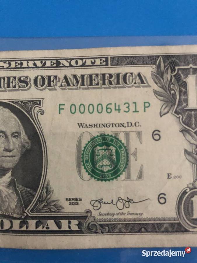 Banknot 1 dollar niski numer F00006431P zachodniopomorskie Szczecin sprzedam