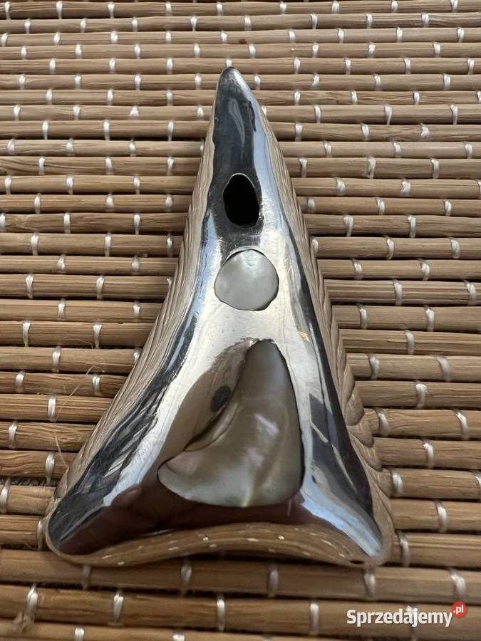 Srebrna brosza broszka muszla abalone onyks Warszawa sprzedam