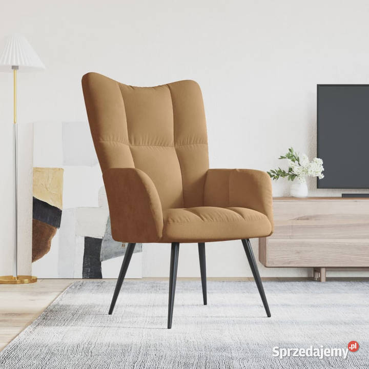 Fotel brązowy obity aksamitem WM328081 mazowieckie Warszawa
